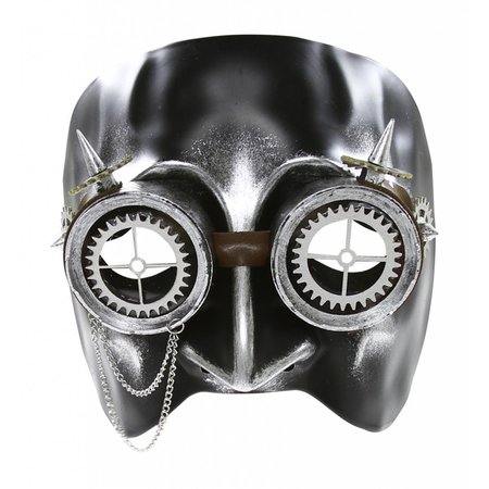 KAYSO Silver Steampunk Mask with Gears  Spikes SPM035SL